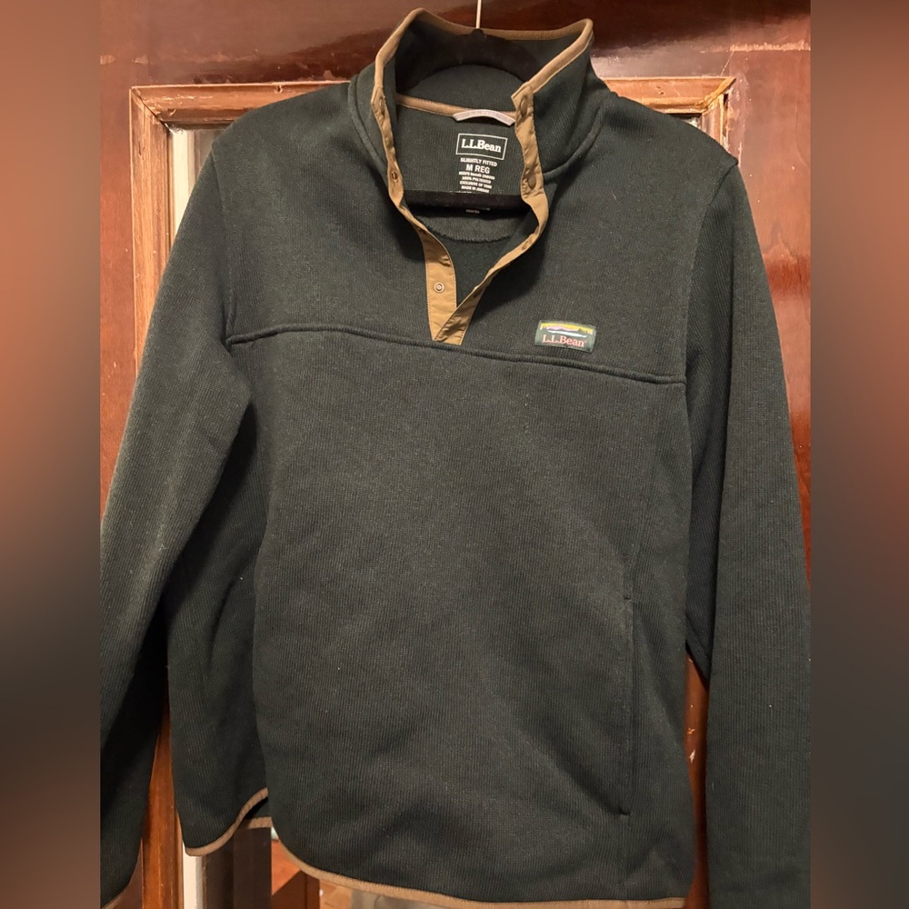 Men’s LL Bean Sweater Fleece Pullover - Size Medium - Dark Green